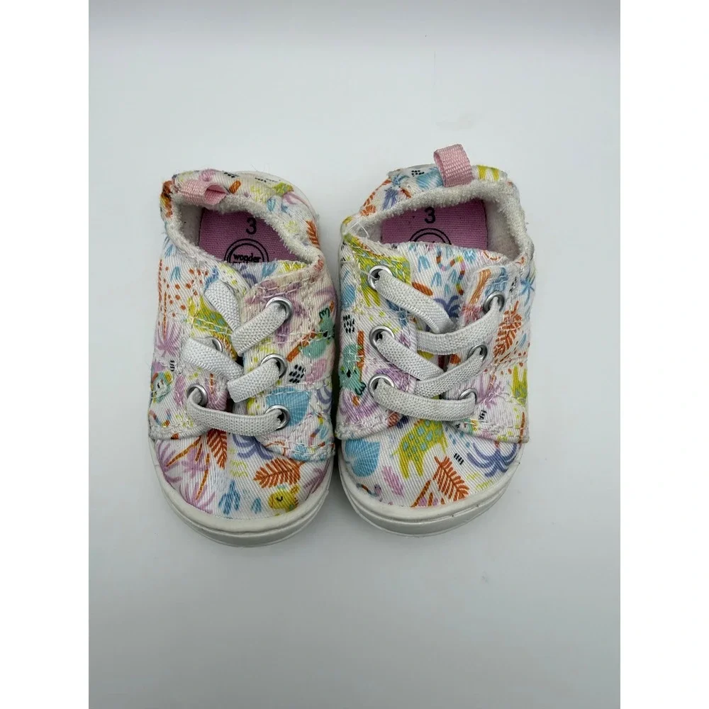Wonder Nation Baby Toddler Girl Size 3 Floral Canvas‎ Sneakers Shoes